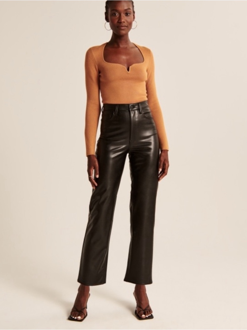 Abercrombie & Fitch vegan leather The Ankle Straight Ultra High Rise curve love